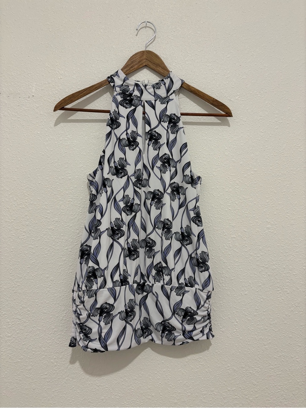 Catherine Malandrino White & Black Floral Halter Tank
